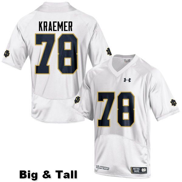 Men's NCAA Notre Dame Fighting Irish #78 Tommy Kraemer Stitched College Under Armour Authentic White Big & Tall Football Jersey VA10C70TQ